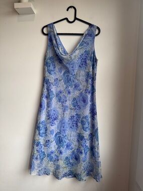Alyn Paige Cowl Neck Slip Dress With Beautiful Blue Florals